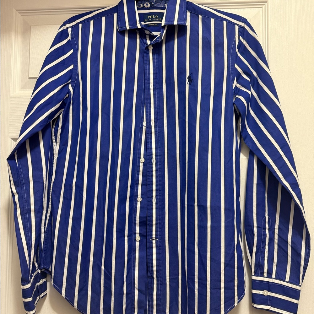 Ralph Lauren Women’s Bold Blue and White Striped Shirt